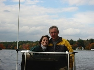 Kathy and Bob driving the boat.