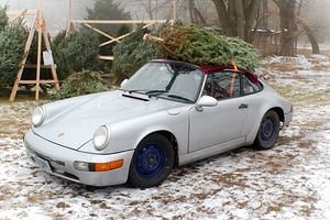 Christmas Tree Pickup in the Porsche
